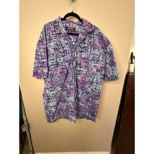 Repp Classic Mens Blue Purple‎  Shirt 2XLT  button up pockets cotton collared